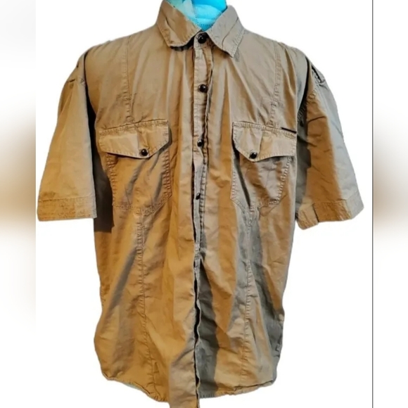 Police 883 KRIOS Shirt sand military chore utility work shortsleeve Mens 5 L - Picture 2 of 11